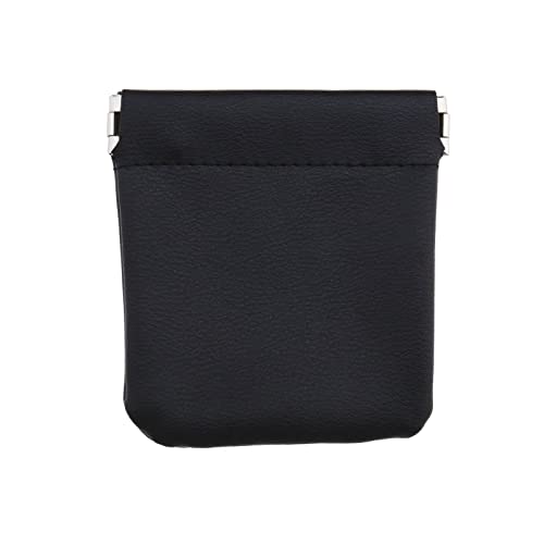 YINETTECH Mini Squeeze Münzgeldbörse PU Leder Slim Wallet Miniatur Münzfach Geldbörse Kleingeldbeutel Organizer für Münzbank Karte Kopfhörer Schwarz, Schwarz von YINETTECH