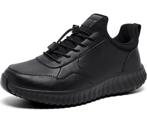 Herren rutschfeste wasserdichte leichte Arbeitsschuhe & Restaurant- oder Lebensmittel-Service-Sneaker, Schwarz, 42 EU von YINGCSM