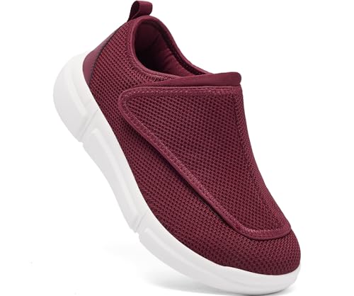 YINGCSM Diabetiker Schuhe Damen Weit Senioren Orthopädische Hausschuhe Gesundheitsschuhe Leichte Walkingschuhe mit Klettverschluss für Geschwollen Füße Gr.36-43 von YINGCSM