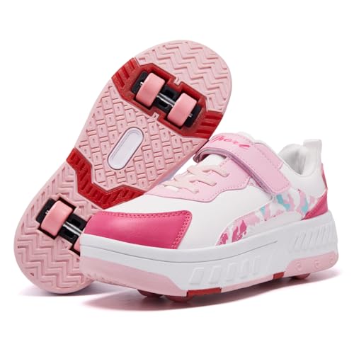 YINGCSM Kinder Schuhe mit Rollen | Abnehmbare 4-Rollen-Skateschuhe für Jungen & Mädchen | Komfortable Outdoor Sportschuhe von YINGCSM