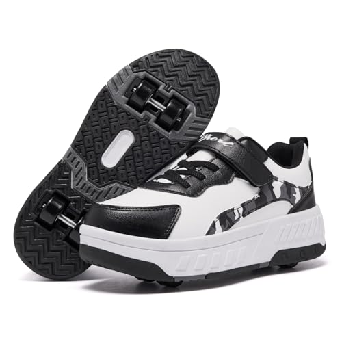 YINGCSM Kinder Schuhe mit Rollen | Abnehmbare 4-Rollen-Skateschuhe für Jungen & Mädchen | Komfortable Outdoor Sportschuhe von YINGCSM