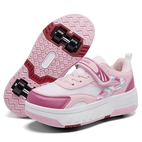 YINGCSM Schuhe mit Rollen für Jungen Mädchen, Kinder Rollschuhe, 2-in-1 Roller Schuhe Turnschuhe Skateboardschuhe von YINGCSM