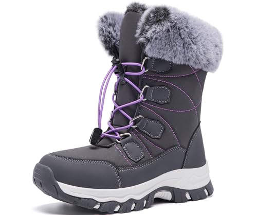 YINGCSM Winterschuhe Damen Gefüttert Warm Winterschuhe Schneestiefel Rutschfeste WandernTrekkingschuhe Damen (Grau EU 37) von YINGCSM