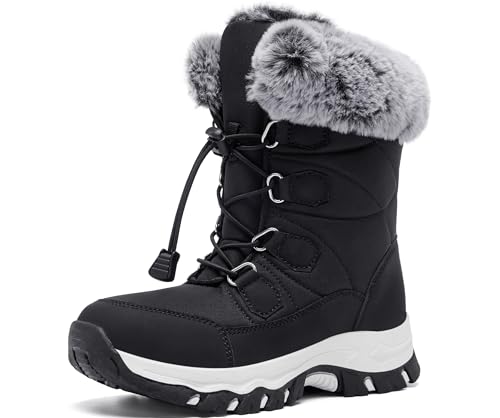 YINGCSM Winterschuhe Damen Gefüttert Warm Winterschuhe Schneestiefel Rutschfeste WandernTrekkingschuhe Damen (Schwarz EU 38) von YINGCSM