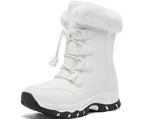 YINGCSM Winterschuhe Damen Gefüttert Warm Winterschuhe Schneestiefel Rutschfeste WandernTrekkingschuhe Damen (Weiß EU 41) von YINGCSM