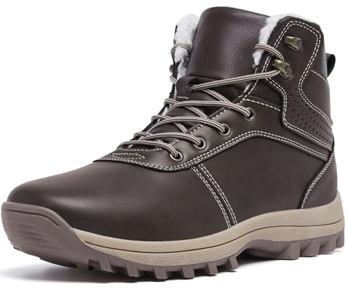 YINGCSM Winterstiefel Herren Warm Gefüttert Schneestiefel Winterschuhe Herren Rutschfeste Wanderschuhe Winter für Wandern Arbeiten Camping Herren Outdoor Schuhe Herren (Dunkelbraun EU 41) von YINGCSM