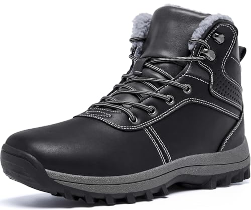YINGCSM Winterstiefel Herren Warm Gefüttert Schneestiefel Winterschuhe Herren Rutschfeste Wanderschuhe Winter für Wandern Arbeiten Camping Herren Outdoor Schuhe Herren (Schwarz EU 42) von YINGCSM