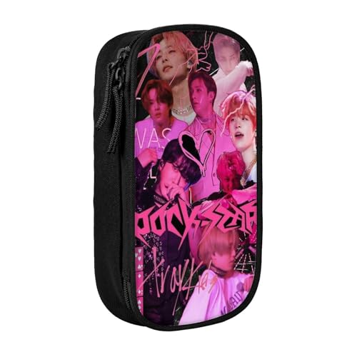 YINGD ACDC Federmäppchen für Damen und Herren, großes Fassungsvermögen, Schreibwaren-Schreibtisch-Organizer mit Reißverschluss, für Schule und Büro, Schwarz , 21x10.5x5cm, Taschen-Organizer von YINGD