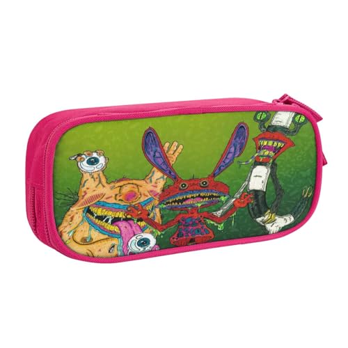 YINGD Ahh Federmäppchen mit echten Monstern, Federmäppchen für Kinder, großes Fassungsvermögen, Schulbedarf, Reißverschluss, Schreibwaren, rose, 21x10.5x5cm, Taschen-Organizer von YINGD