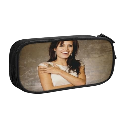 YINGD Angelina Jolie Federmäppchen für Studenten, mehrlagiges Reißverschluss-Design, passend für Notizbücher, Stifte, Taschenrechner, mehrfarbig, Europäischer und amerikanischer Stil, Retro, modern von YINGD