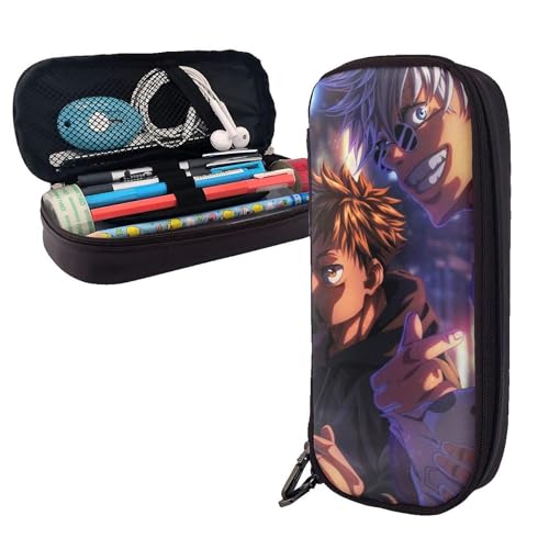 YINGD Anime Jujutsu Kaisen Federmäppchen, braunes Leder, Stiftetasche, Schüler-Schreibwaren-Beutel, Organizer, für Schule, Bürobedarf für Kinder, Teenager, Erwachsene, mehrfarbig, Europäischer und YINGD Anime Jujutsu Kaisen Federmäppchen, braunes Leder, Stiftetasche, Schüler-Schreibwaren-Beutel, Organizer, für Schule, Bürobedarf für Kinder, Teenager, Erwachsene, mehrfarbig, Europäischer und von YINGD