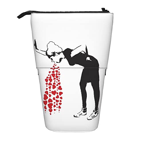 YINGD Banksy Heart Damen Federmäppchen Erweiterbar Peanuts Federmäppchen Einziehbar Niedlich Große Kapazität Schreibwaren Ständer Leicht für Studenten cc15, Schwarz , 21x10.5x5cm, Taschen-Organizer von YINGD