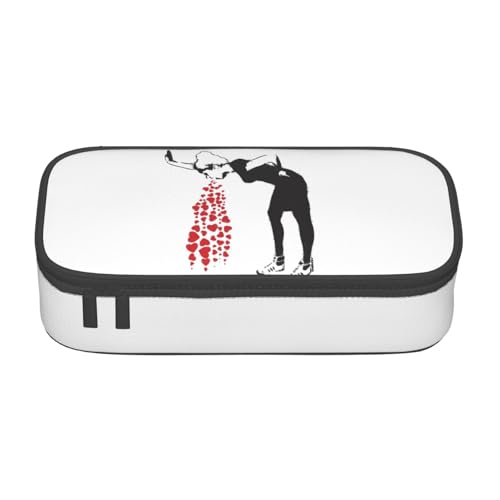YINGD Banksy Heart Damen Federmäppchen Große Kapazität Bleistifthalter Schreibwaren Fall Stiftetasche Niedlich Jungen Mädchen, Schwarz , 21x10.5x5cm, Taschen-Organizer von YINGD
