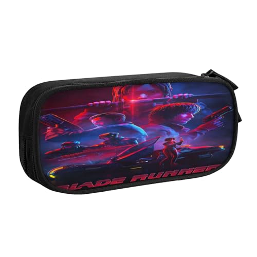 YINGD Blade Runner Federmäppchen für Studenten, mehrlagiges Reißverschluss-Design, passend für Notizbücher, Stifte, Taschenrechner, Schwarz, mehrfarbig, Europäischer und amerikanischer Stil, Retro von YINGD
