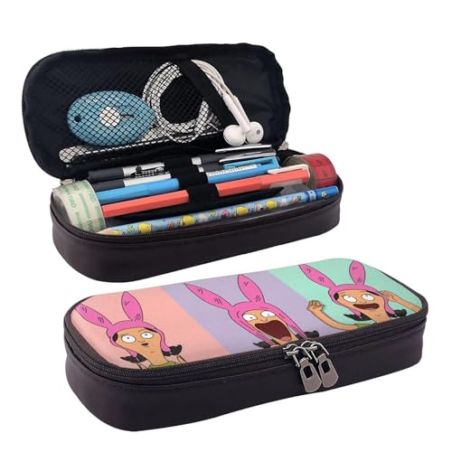 YINGD Bob Burgers Belcher Louise Federmäppchen, braunes Leder, Stiftetasche, Studenten-Schreibwaren, mehrfarbig, Europäischer und amerikanischer Stil, Retro, modern von YINGD