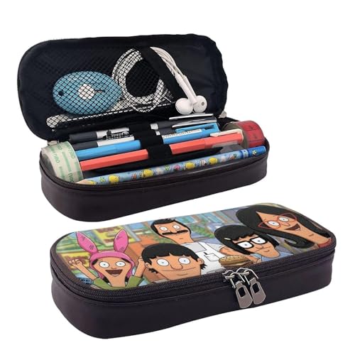YINGD Bob Burgers Federmäppchen, braunes Leder, Stiftetasche, Schüler-Schreibwaren, EEN, mehrfarbig, Europäischer und amerikanischer Stil, Retro, modern von YINGD