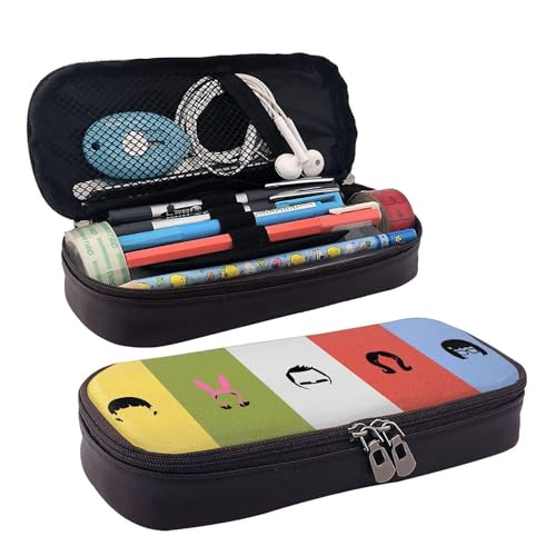 YINGD Bob Burgers Season Federmäppchen, braunes Leder, Stiftetasche, Schüler-Schreibwaren d, mehrfarbig, Europäischer und amerikanischer Stil, Retro, modern von YINGD