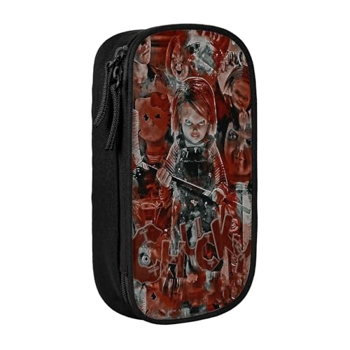 YINGD Bride of Chucky Federmäppchen, großes Fassungsvermögen, wasserdicht und langlebig, Federmäppchen, Reißverschluss, Organizer-Box von YINGD