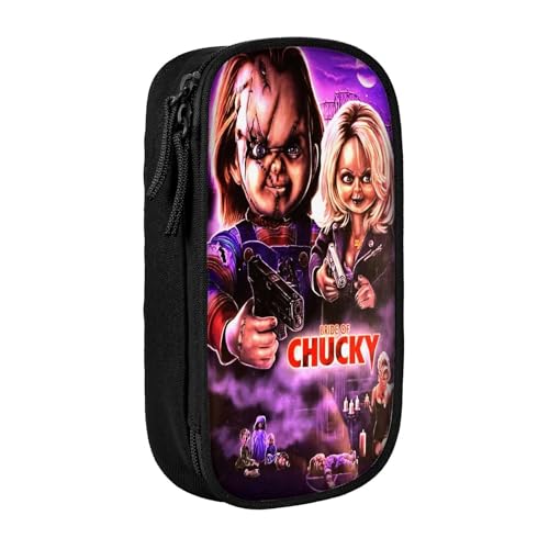YINGD Bride of Chucky Federmäppchen, großes Fassungsvermögen, wasserdicht und langlebig, Federmäppchen, Reißverschluss, Organizer-Box von YINGD