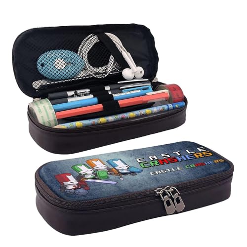 YINGD Castle Crashers Federmäppchen mit Spiel-Logo, braunes Leder, Stiftetasche, Organizer, für Schule, Büro, für Kinder, Teenager, Erwachsene YINGD Castle Crashers Federmäppchen mit Spiel-Logo, braunes Leder, Stiftetasche, Organizer, für Schule, Büro, für Kinder, Teenager, Erwachsene von YINGD