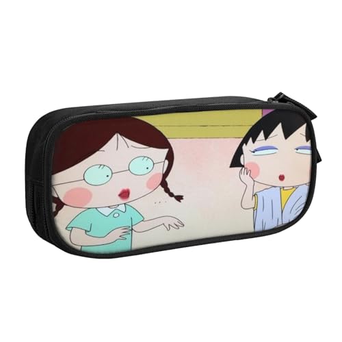 YINGD Chibi Maruko-chan Federmäppchen für Kinder und Erwachsene, strapazierfähiges Polyester mit 5 Stifthaltern und Netz-Organizer (waschbar) von YINGD