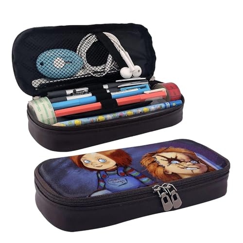 YINGD ChildChucky Federmäppchen, braunes Leder, Stiftetasche, Schüler-Schreibwaren, mehrfarbig, Europäischer und amerikanischer Stil, Retro, modern von YINGD