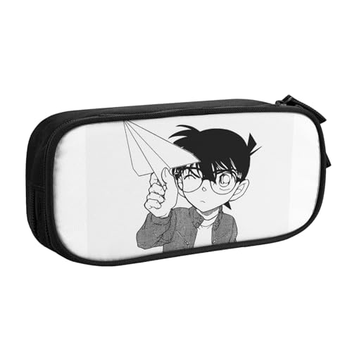 YINGD Conan Edogawa Federmäppchen mit 3 Netz-Trennwänden, tragbare Reißverschlusstasche für Schreibwaren, Schmuck, Kopfhörer (Polyester) von YINGD