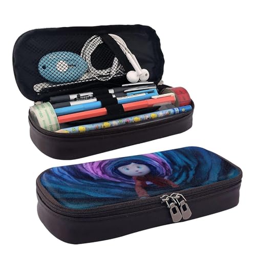 YINGD Coraline Federmäppchen, braunes Leder, Stifteetui, Schüler-Schreibwaren, mehrfarbig, Europäischer und amerikanischer Stil, Retro, modern von YINGD