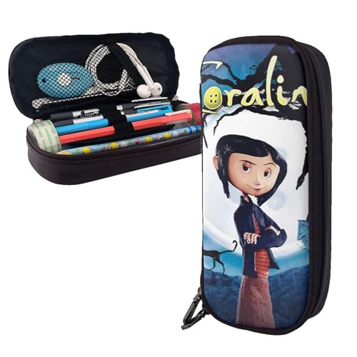 YINGD Coraline Federmäppchen, braunes Leder, Stiftetasche, Schüler-Schreibwaren, mehrfarbig, Europäischer und amerikanischer Stil, Retro, modern von YINGD