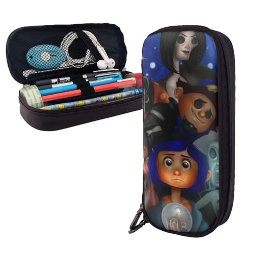 YINGD Coraline Federmäppchen, braunes Leder, Stiftetasche, Schüler-Schreibwaren, mehrfarbig, Europäischer und amerikanischer Stil, Retro, modern von YINGD