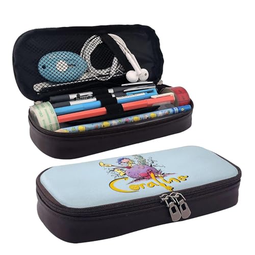 YINGD Coraline Movie Federmäppchen, braunes Leder, Stiftetasche, Schülerbedarf, mehrfarbig, Europäischer und amerikanischer Stil, Retro, modern von YINGD