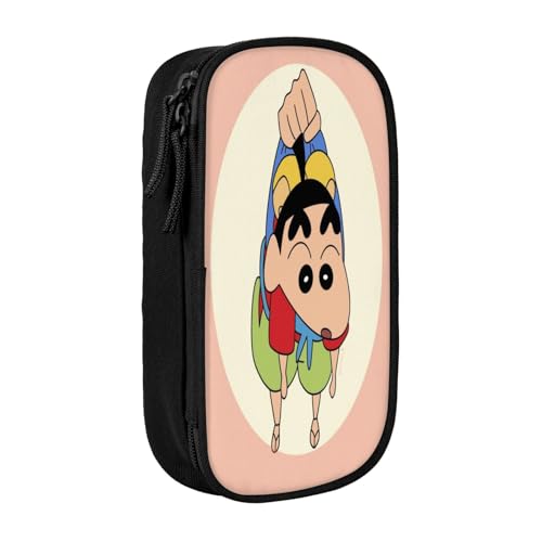 YINGD Creyon Shin-chan Federmäppchen mit Klett-Patch-Panel – anpassbares Emblem-Design für Schulen, Teams, Veranstaltungen von YINGD