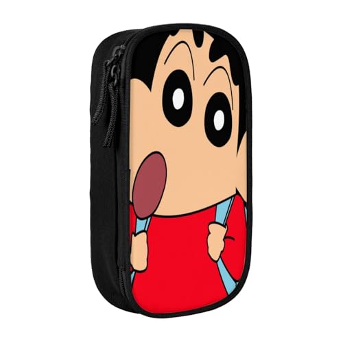 YINGD Creyon Shin-chan Federmäppchen mit doppeltem Reißverschluss, Make-up-Tasche – kompakte Oxford-Tuch-Tasche für Reisen, Fitnessstudio, tägliche Essentials von YINGD