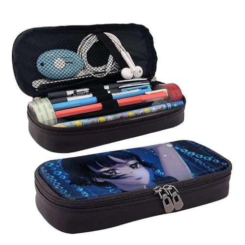 YINGD Dance Addams Wednesday Federmäppchen aus Leder, Make-up-/Kosmetiktasche, Schreibwaren-SYS530, Schwarz , 21x10.5x5cm, Taschen-Organizer von YINGD