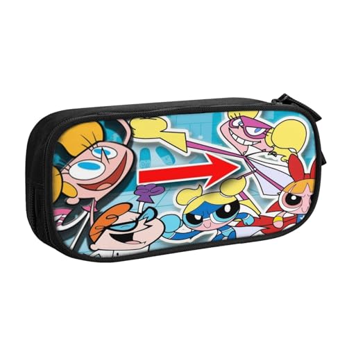 YINGD Dexter's Labor-Federmäppchen mit integriertem Spitzer – All-in-One-Aufbewahrung für Bleistifte, Radiergummis, Lineale (Schulgebrauch), mehrfarbig, Europäischer und amerikanischer Stil, Retro von YINGD