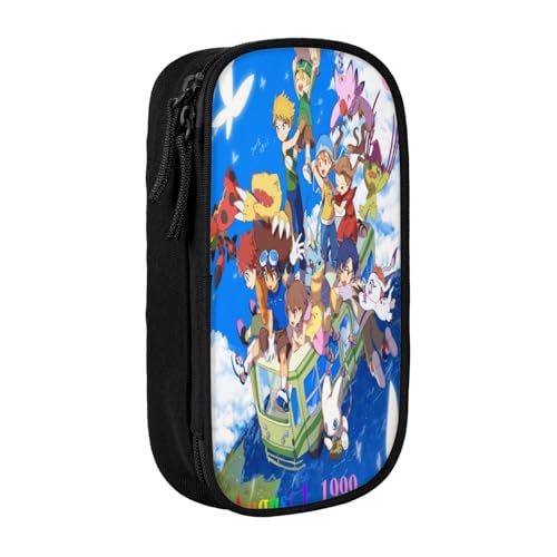 YINGD Digimon Federmäppchen für Studenten, mehrlagiges Reißverschluss-Design, passend für Notizbücher, Stifte, Taschenrechner, mehrfarbig, Europäischer und amerikanischer Stil, Retro, modern von YINGD