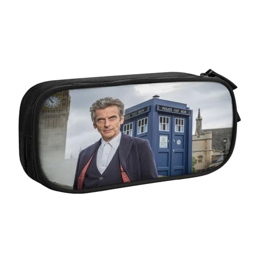 YINGD Doctor Who The Animated Series Federmäppchen mit 3 Netz-Trennwänden, tragbare Reißverschlusstasche für Schreibwaren, Schmuck, Kopfhörer (Polyester) von YINGD