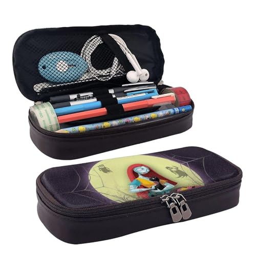 YINGD Doll The Nightmare Before Christmas Federmäppchen, braunes Leder-Federmäppchen, Schüler-Schreibwaren für Schule, Federmäppchen, mehrfarbig, Europäischer und amerikanischer Stil, Retro, modern von YINGD