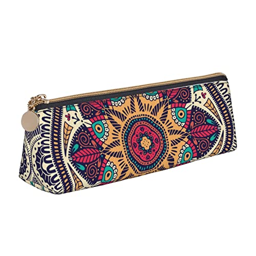 YINGD Ethno Mandala Boho Federmäppchen Frauen Stifttasche Einfache Tragetasche für Erwachsene mit glattem Reißverschluss langlebig, leicht für, farbe, 7.7cm*7.7cm*20.5cm, Schulranzen-Set von YINGD