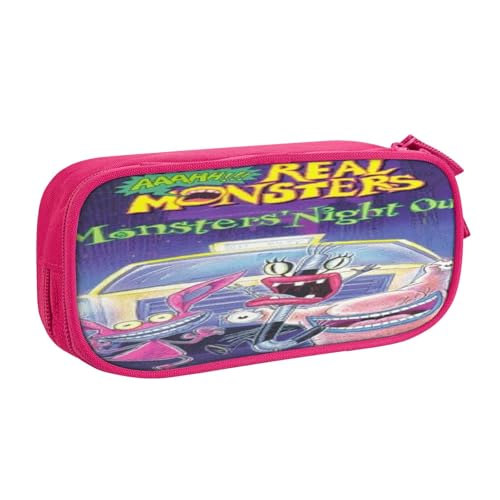 YINGD Federmäppchen, Federmäppchen, Reißverschluss, Organizer, Schreibwarenhalter, Aufbewahrungsbox für Büro, Schule, Retro-Dinosaurier auf Skateboard, rose, 21x10.5x5cm, Taschen-Organizer von YINGD