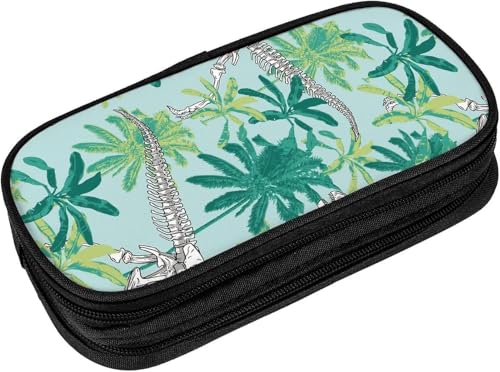 YINGD Federmäppchen Dinosaurier Skelett Palme Sonnenbrille Grün, mehrfarbig, Europäischer und amerikanischer Stil, Retro, modern von YINGD