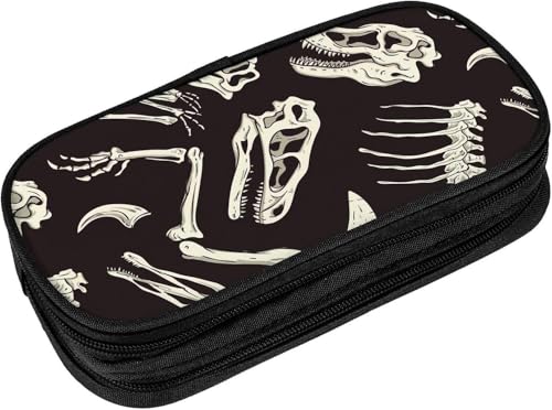 YINGD Federmäppchen Dinosaurier Skelett schwarz, mehrfarbig, Europäischer und amerikanischer Stil, Retro, modern von YINGD