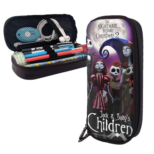YINGD Federmäppchen "The Nightmare Before Christmas", braunes Leder-Federmäppchen, Schüler-Schreibwaren, mehrfarbig, Europäischer und amerikanischer Stil, Retro, modern von YINGD
