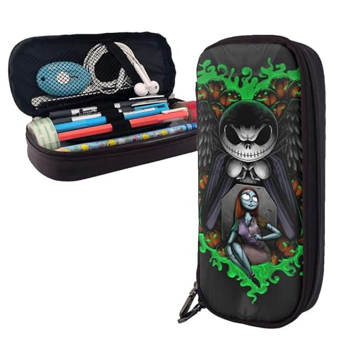 YINGD Federmäppchen "The Nightmare Before Christmas", braunes Leder-Federmäppchen, Schüler-Schreibwaren, mehrfarbig, Europäischer und amerikanischer Stil, Retro, modern von YINGD