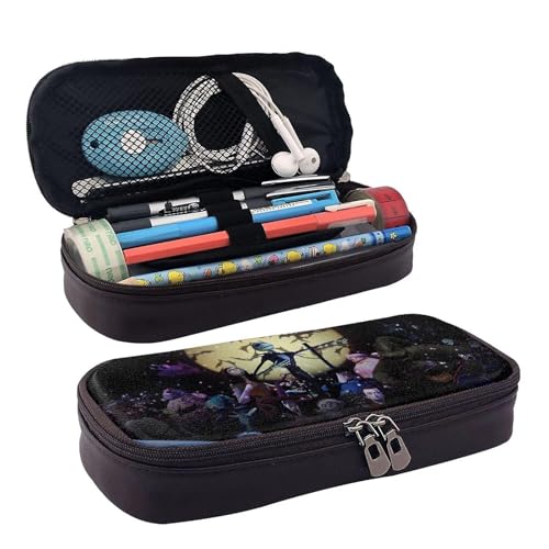 YINGD Federmäppchen "The Nightmare Before Christmas", braunes Leder-Federmäppchen, Schüler-Schreibwaren, mehrfarbig, Europäischer und amerikanischer Stil, Retro, modern von YINGD