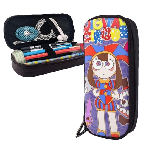 YINGD Federmäppchen aus Leder, Motiv: Cartoon, The Amazing Digital Circus, Pomni, Braun, Federmäppchen, Organizer, für Kinder, Teenager, Erwachsene, für die Schule YINGD Federmäppchen aus Leder, Motiv: Cartoon, The Amazing Digital Circus, Pomni, Braun, Federmäppchen, Organizer, für Kinder, Teenager, Erwachsene, für die Schule von YINGD