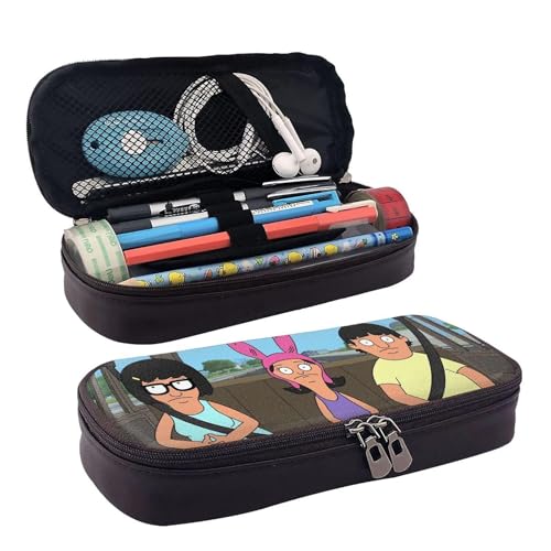 YINGD Federmäppchen mit Aufschrift "Car Drive Bob's Burgers", braunes Leder, für Studenten, Schreibwaren, Organizer, für Schule, Büro, für Kinder, Teenager, Erwachsene von YINGD