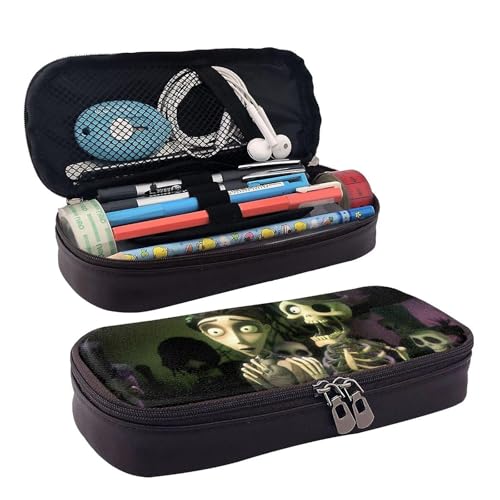 YINGD Federmäppchen mit Aufschrift "Corpse Bride Victor", braunes Leder, Stiftetasche, Studenten-Schreibwaren, mehrfarbig, Europäischer und amerikanischer Stil, Retro, modern von YINGD