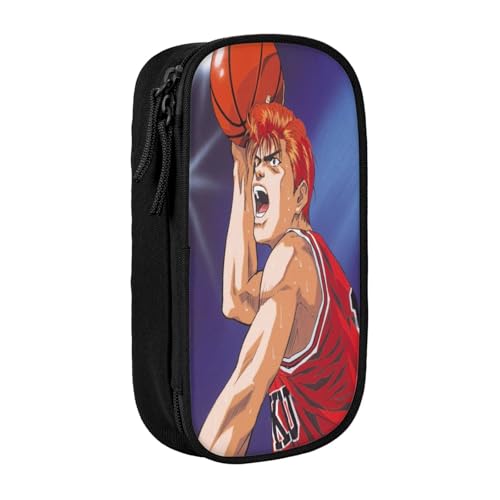 YINGD Federmäppchen mit Basketball-Anime-Charakteren, Federmäppchen für Mädchen und Jungen, große Aufbewahrungstasche, Studenten, Schule, Kosmetik, Schreibwaren, Schwarz , 21x10.5x5cm von YINGD