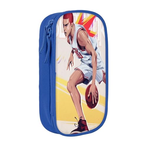 YINGD Federmäppchen mit Basketball-Anime-Charakteren, Videospiel, Stifthalter für Studenten, große Kapazität, Bürogeschenke, blau, 21x10.5x5cm, Taschen-Organizer von YINGD